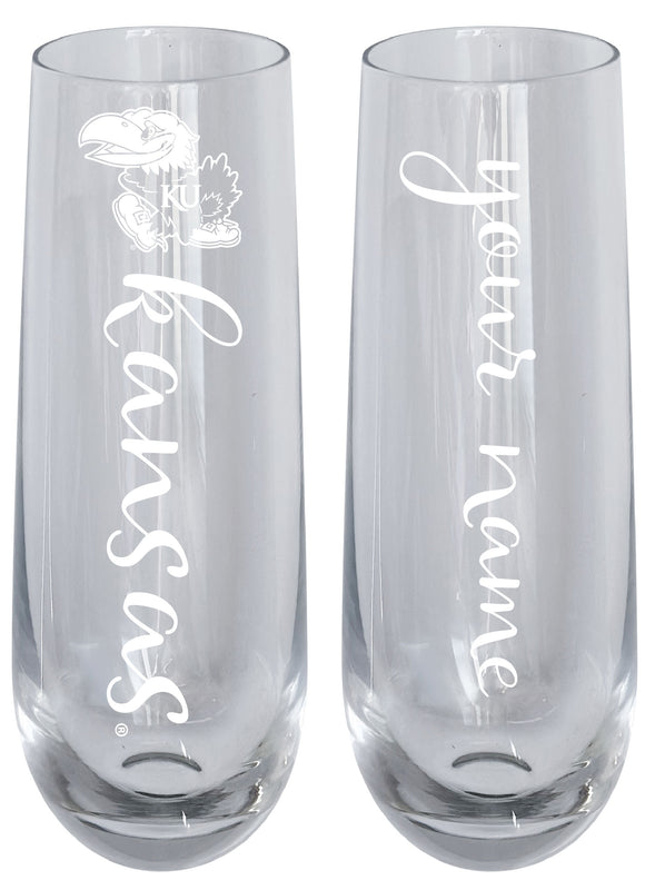 Kansas Jayhawks Customizable 10 oz Engraved Champagne Flute – Officially Licensed Product