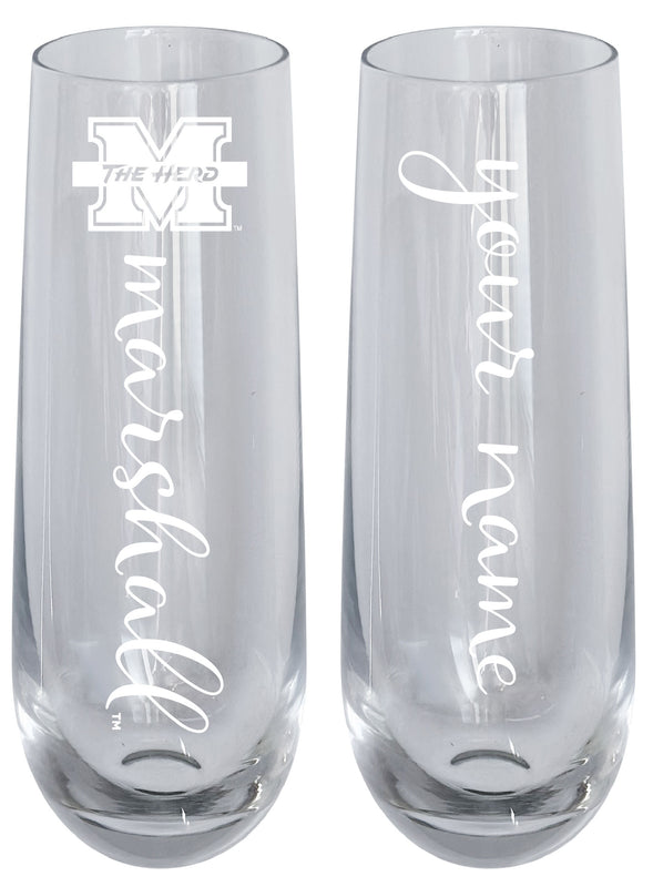 Marshall Thundering Herd Customizable 10 oz Engraved Champagne Flute – Officially Licensed Product