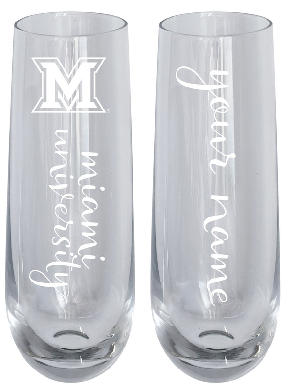 Miami University of Ohio Customizable 10 oz Engraved Champagne Flute – Officially Licensed Product