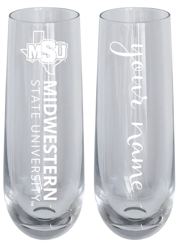 Midwestern State University Mustangs Customizable 10 oz Engraved Champagne Flute – Officially Licensed Product