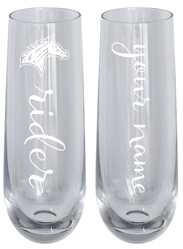 Rider University Broncs Customizable 10 oz Engraved Champagne Flute – Officially Licensed Product