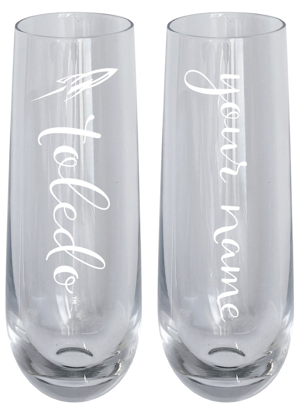Toledo Rockets Customizable 10 oz Engraved Champagne Flute – Officially Licensed Product