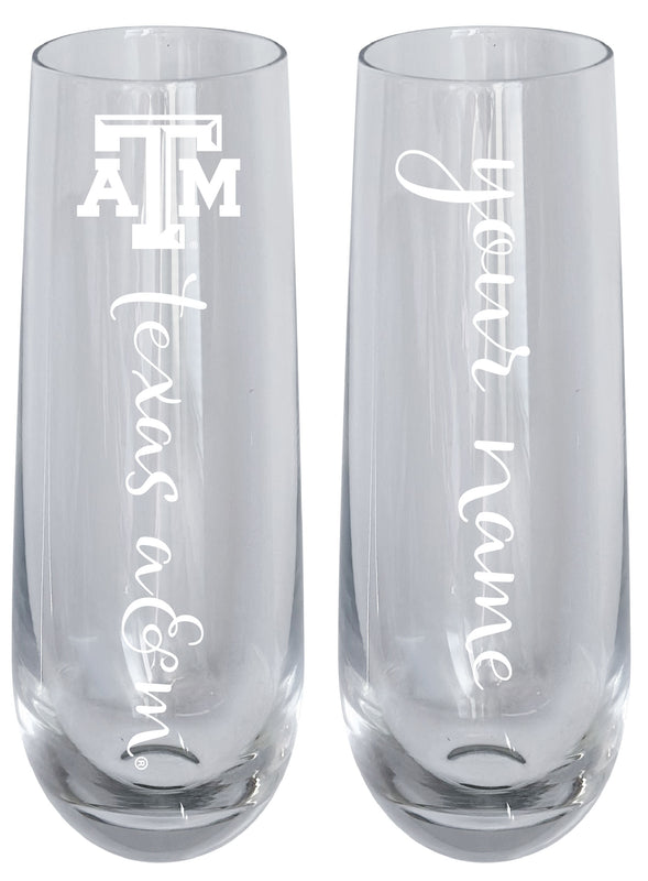 Texas A&M Aggies Customizable 10 oz Engraved Champagne Flute – Officially Licensed Product