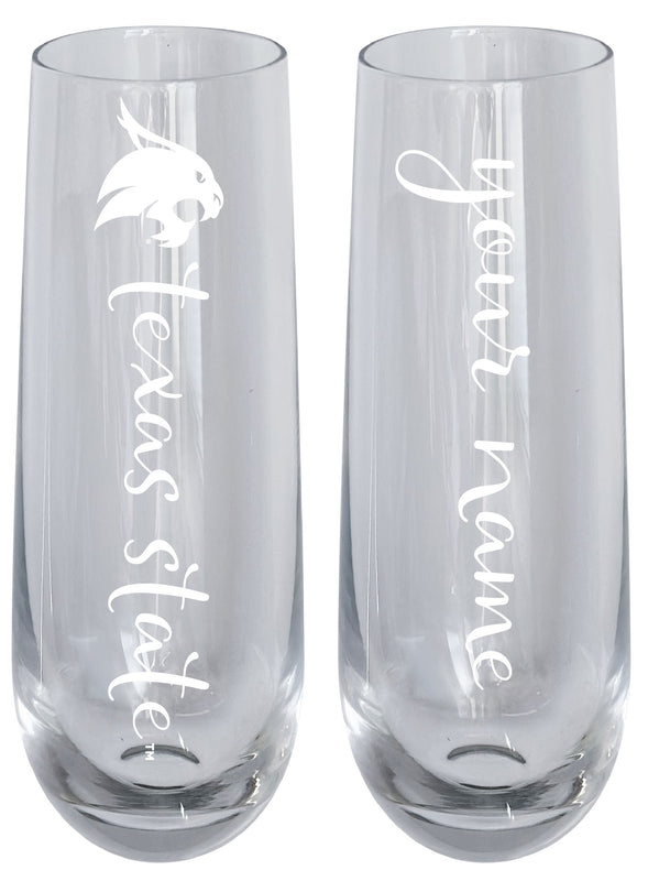 Texas State Bobcats Customizable 10 oz Engraved Champagne Flute – Officially Licensed Product