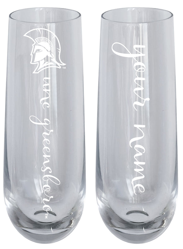 North Carolina Greensboro Spartans Customizable 10 oz Engraved Champagne Flute – Officially Licensed Product