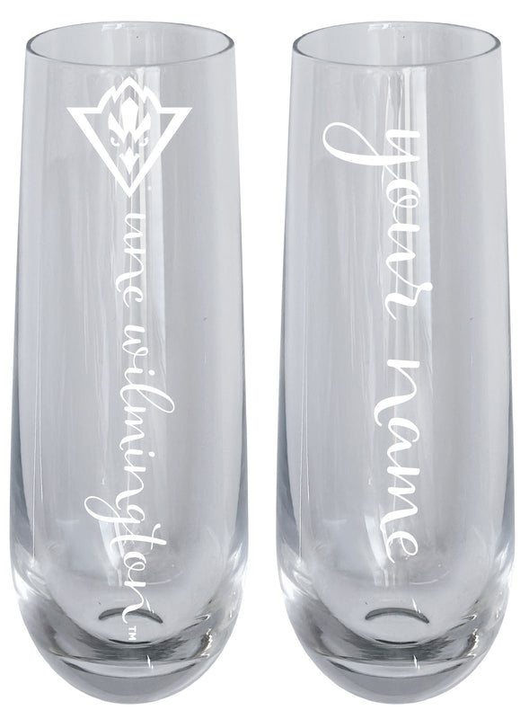 North Carolina Wilmington Seahawks Customizable 10 oz Engraved Champagne Flute – Officially Licensed Product