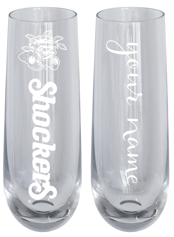 Wichita State Shockers Customizable 10 oz Engraved Champagne Flute – Officially Licensed Product