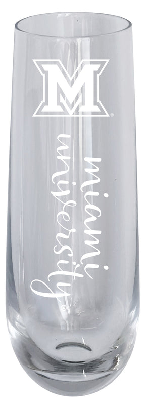 Miami University of Ohio 10oz Engraved Champagne Flute Officially Licensed Collegiate Product 4-Pack