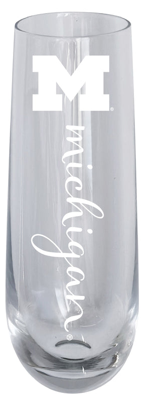 Michigan Wolverines 10oz Engraved Champagne Flute Officially Licensed Collegiate Product 4-Pack