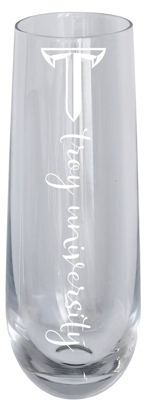 Troy University 10oz Engraved Champagne Flute Officially Licensed Collegiate Product 2-Pack