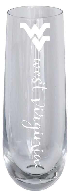 West Virginia Mountaineers 10oz Engraved Champagne Flute Officially Licensed Collegiate Product 2-Pack