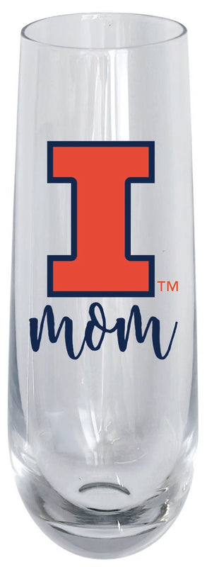 Illinois Fighting Illini 10oz Stemless Flute Mom Design Officially Licensed 4-Pack
