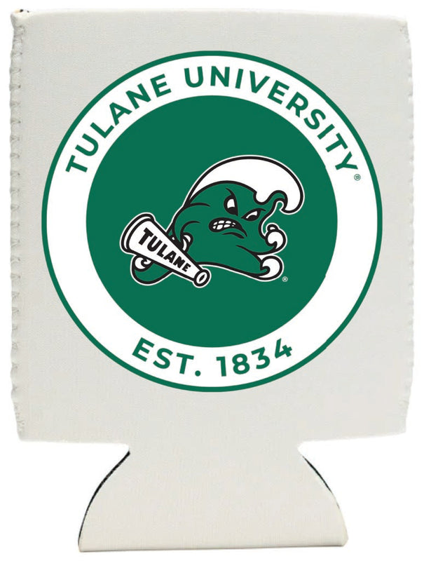 Tulane University Green Wave Neoprene Can Hugger White Officially Licensed Collegiate Product 2-Pack