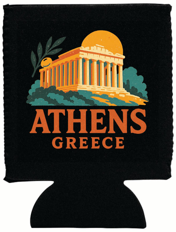Athens Greece Vintage Design Souvenir Neoprene Can Hugger Black