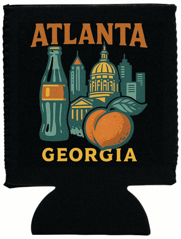 Atlanta Georgia Vintage Design Souvenir Neoprene Can Hugger Black