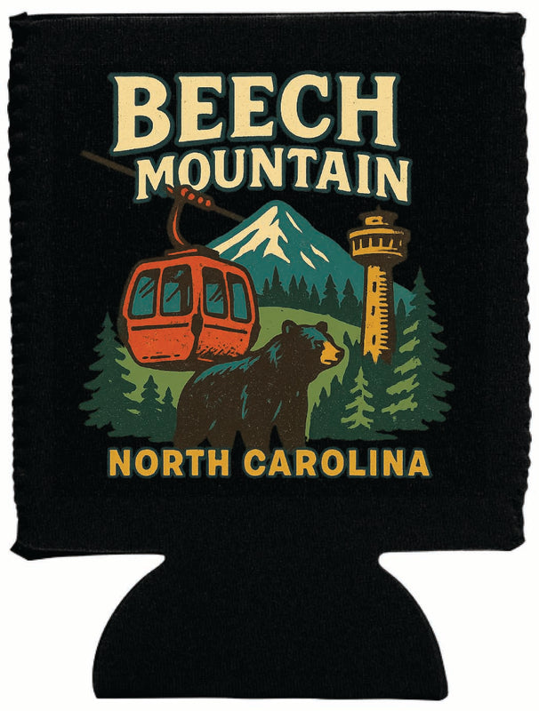 Beech Mountain North Carolina Vintage Design Souvenir Neoprene Can Hugger Black
