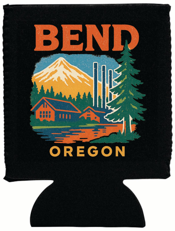 Bend Oregon Vintage Design Souvenir Neoprene Can Hugger Black