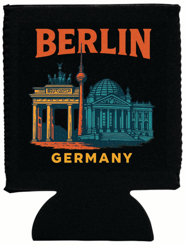 Berlin Germany Vintage Design Souvenir Neoprene Can Hugger Black
