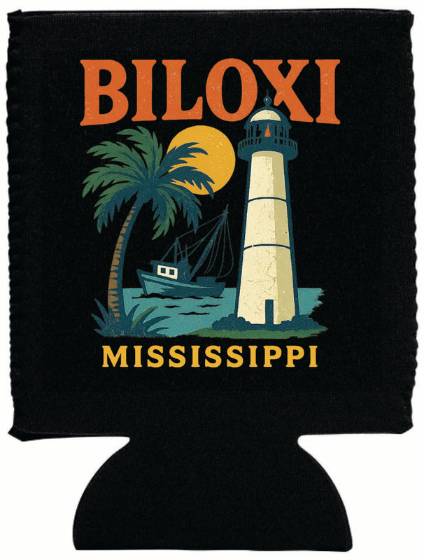 Biloxi Mississippi Vintage Design Souvenir Neoprene Can Hugger Black