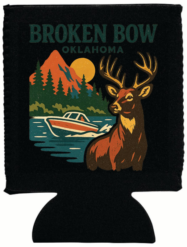 Broken Bow Oklahoma Vintage Design Souvenir Neoprene Can Hugger Black