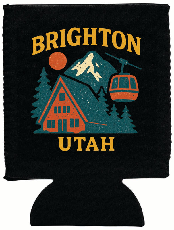 Brighton Utah Vintage Design Souvenir Neoprene Can Hugger Black