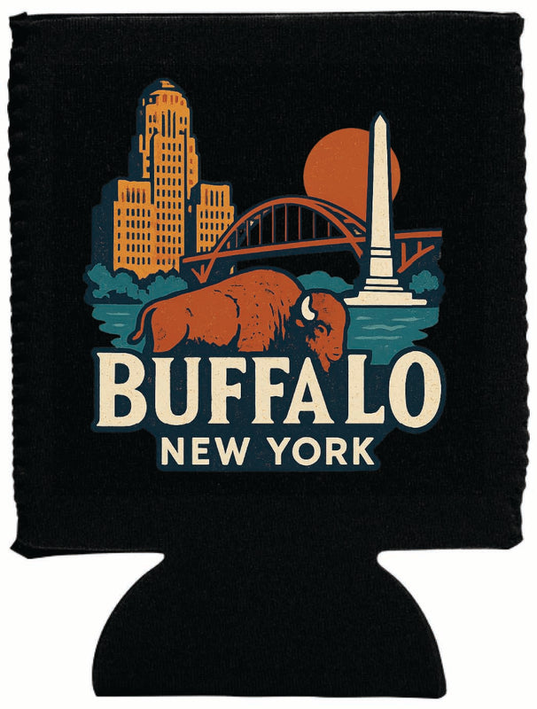 Buffalo New York Vintage Design Souvenir Neoprene Can Hugger Black
