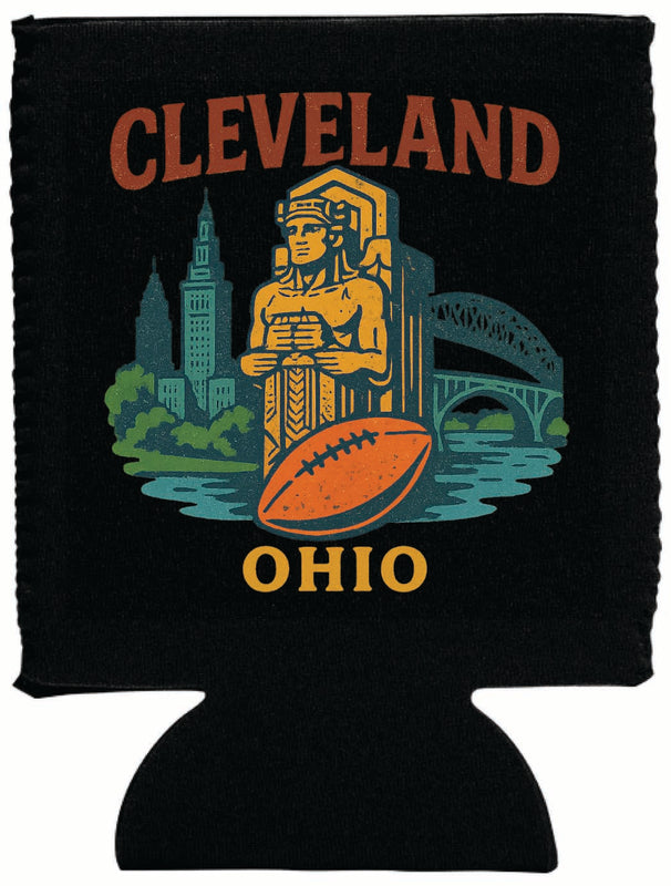 Cleveland Ohio Vintage Design Souvenir Neoprene Can Hugger Black