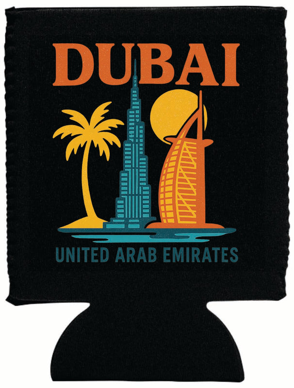 Dubai United Arab Emirates Vintage Design Souvenir Neoprene Can Hugger Black