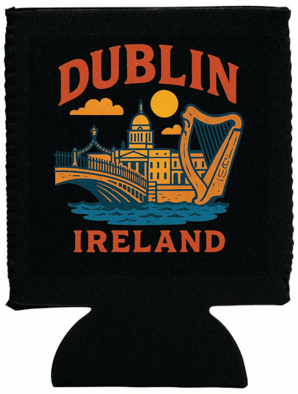 Dublin Ireland Vintage Design Souvenir Neoprene Can Hugger Black