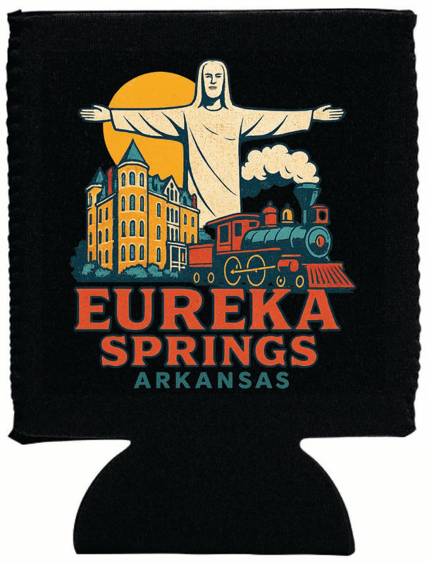 Eureka Springs Arkansas Vintage Design Souvenir Neoprene Can Hugger Black