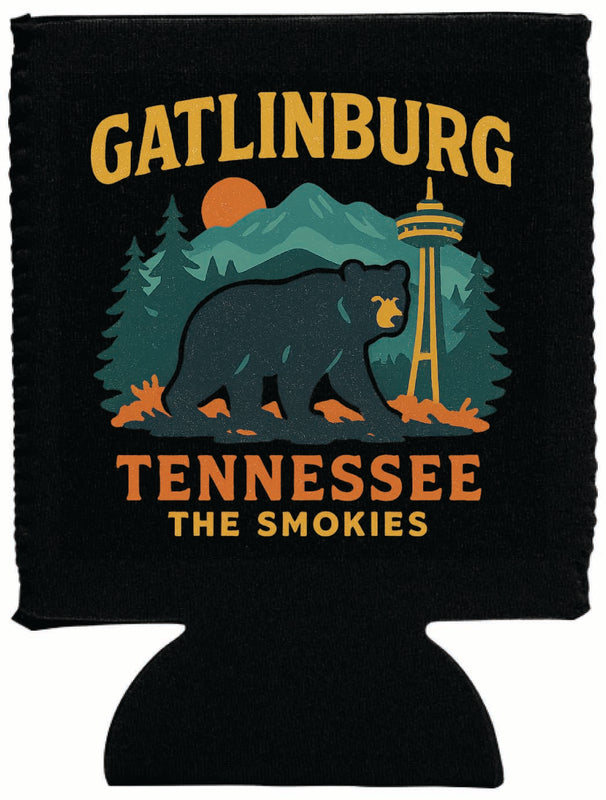 Gatlinburg Tennessee Vintage Design Souvenir Neoprene Can Hugger Black