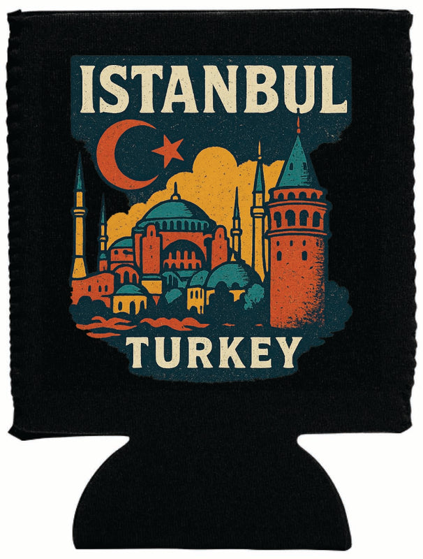 Istanbul Turkey Vintage Design Souvenir Neoprene Can Hugger Black