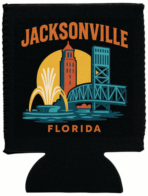 Jacksonville Florida Vintage Design Souvenir Neoprene Can Hugger Black