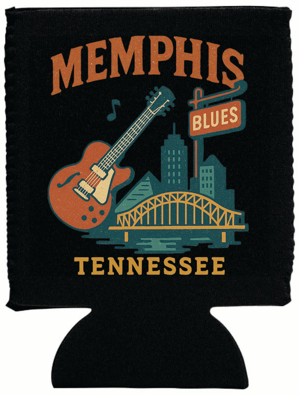 Memphis Tennessee Vintage Design Souvenir Neoprene Can Hugger Black