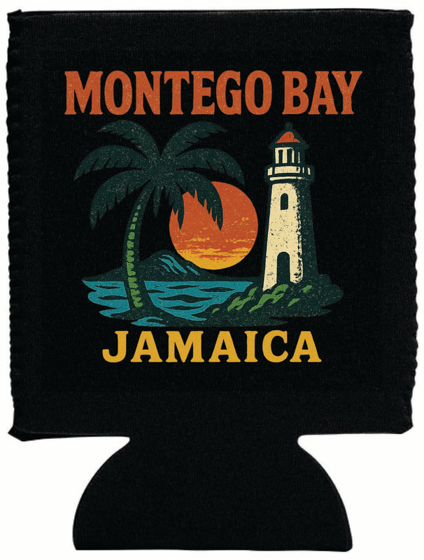 Montego Bay Jamaica Vintage Design Souvenir Neoprene Can Hugger Black