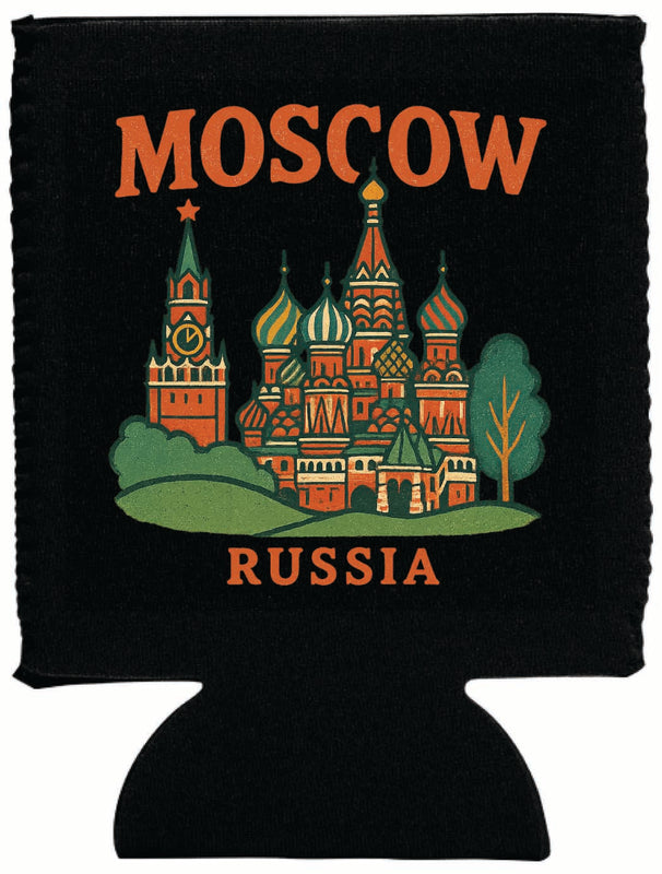 Moscow Russia Vintage Design Souvenir Neoprene Can Hugger Black