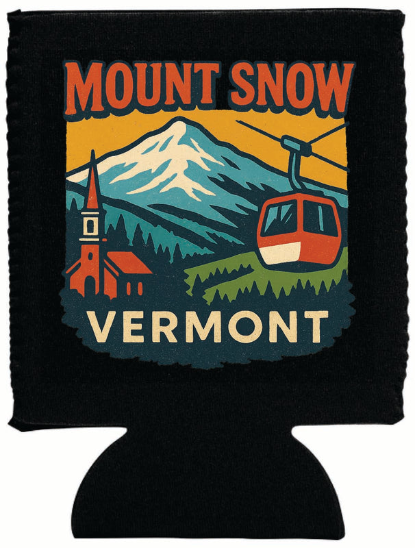 Mount Snow Vermont Vintage Design Souvenir Neoprene Can Hugger Black