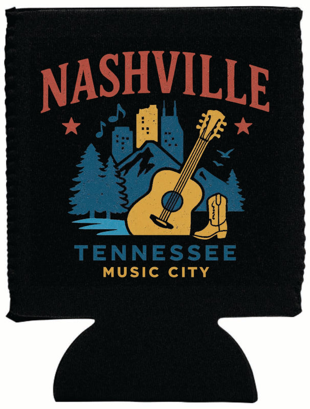 Nashville Tennessee Vintage Design Souvenir Neoprene Can Hugger Black