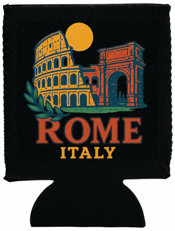 Rome Italy Vintage Design Souvenir Neoprene Can Hugger Black