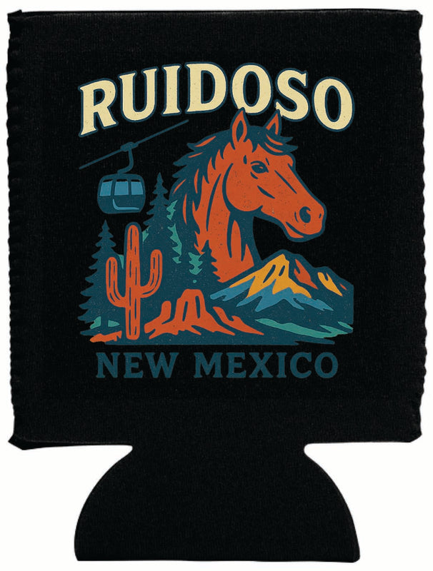 Ruidoso New Mexico Vintage Design Souvenir Neoprene Can Hugger Black