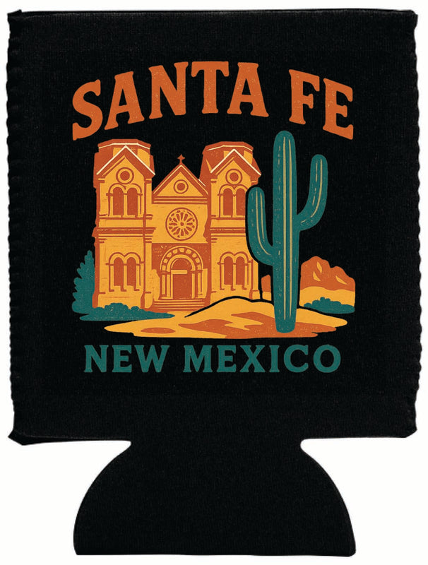 Santa Fe New Mexico Vintage Design Souvenir Neoprene Can Hugger Black