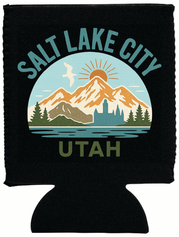 Salt Lake City Utah Vintage Design Souvenir Neoprene Can Hugger Black