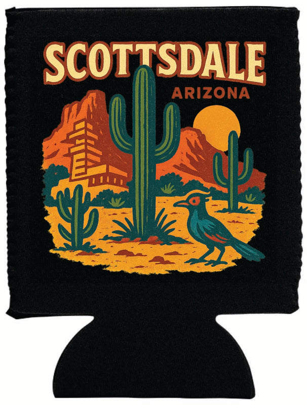 Scottsdale Arizona Vintage Design Souvenir Neoprene Can Hugger Black