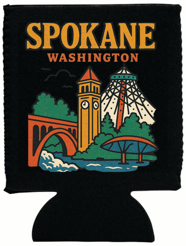 Spokane Washington Vintage Design Souvenir Neoprene Can Hugger Black