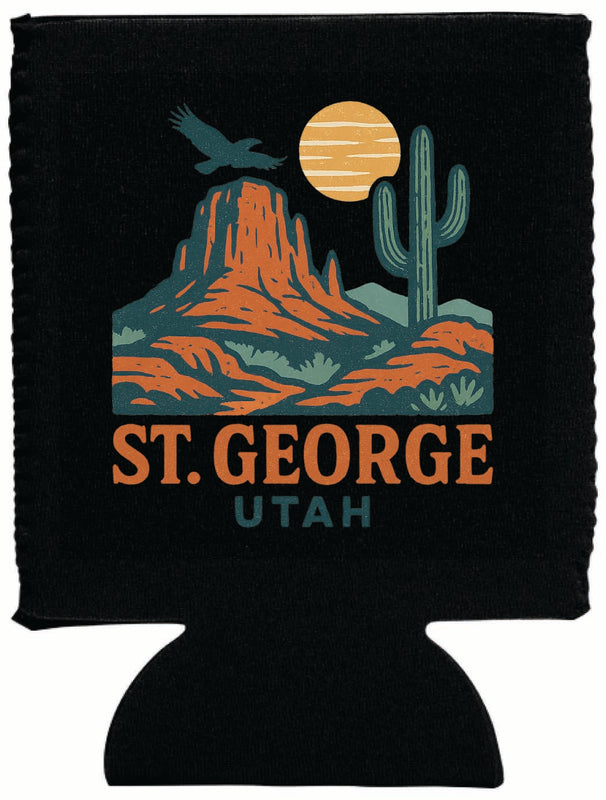 St. George Utah Vintage Design Souvenir Neoprene Can Hugger Black