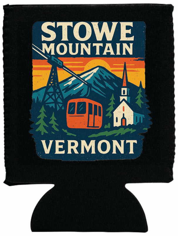 Stowe Mountain Vermont Vintage Design Souvenir Neoprene Can Hugger Black