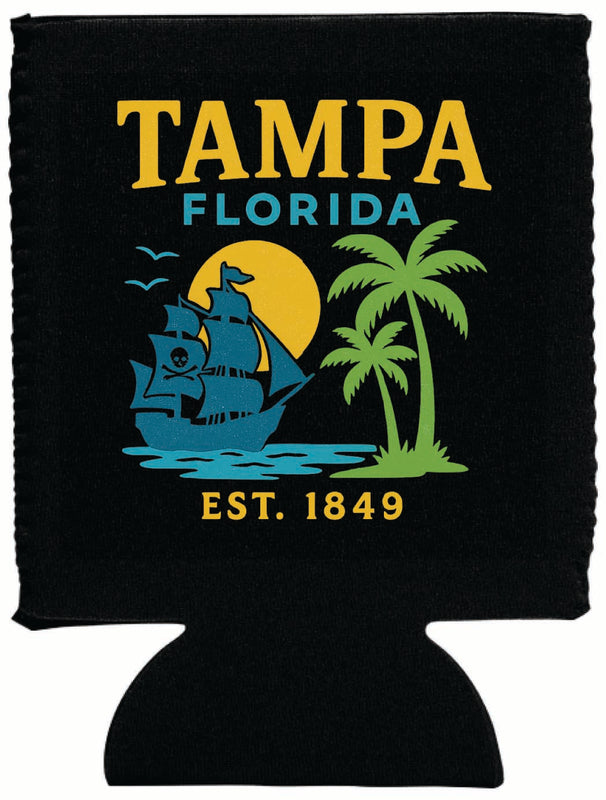 Tampa Florida Vintage Design Souvenir Neoprene Can Hugger Black