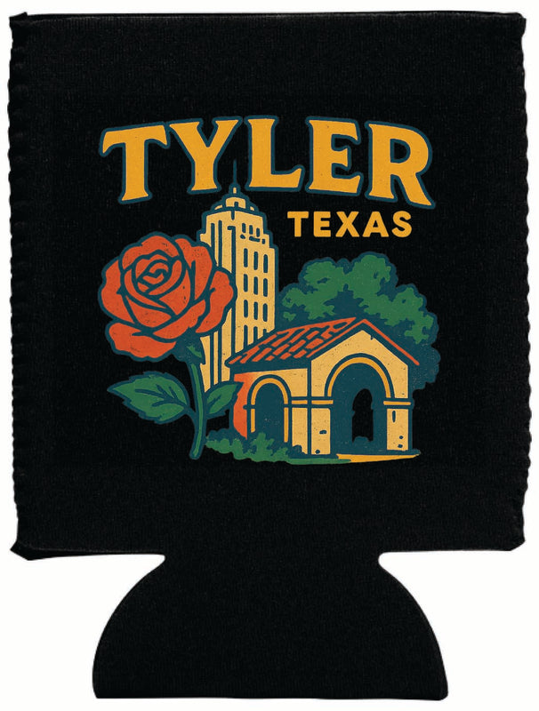 Tyler Texas Vintage Design Souvenir Neoprene Can Hugger Black