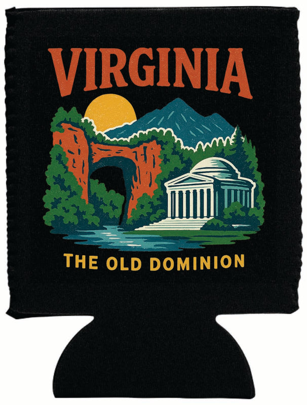Virginia Vintage Design Souvenir Neoprene Can Hugger Black