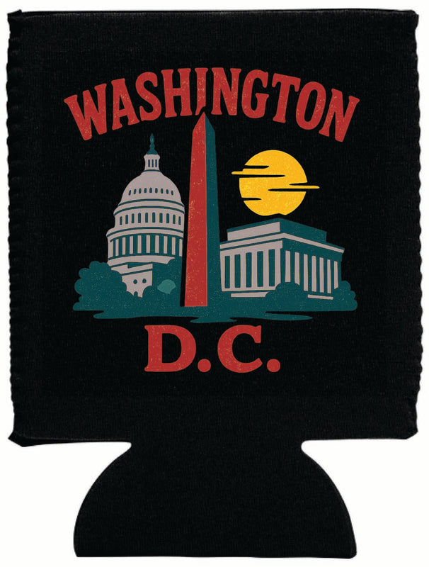 Washington DC Vintage Design Souvenir Neoprene Can Hugger Black